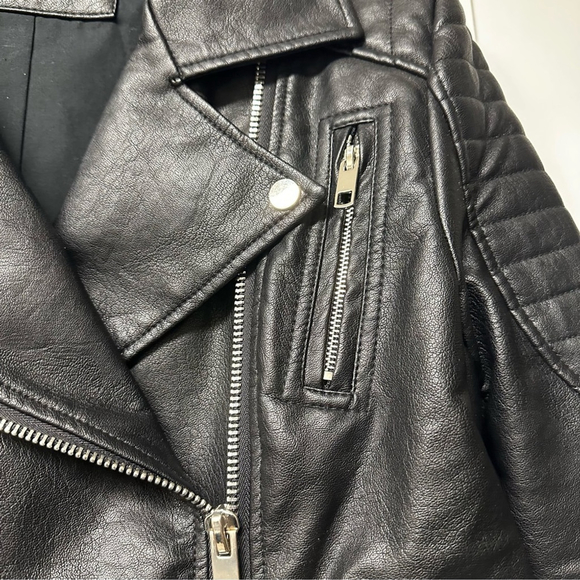 DEX Black Faux Leather Moto Jacket L - Picture 4 of 10